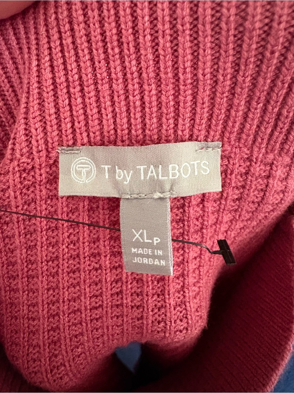 Talbots Rose Pink Mock Neck Sweater with Burgundy Sleeves - Picture 4 of 6